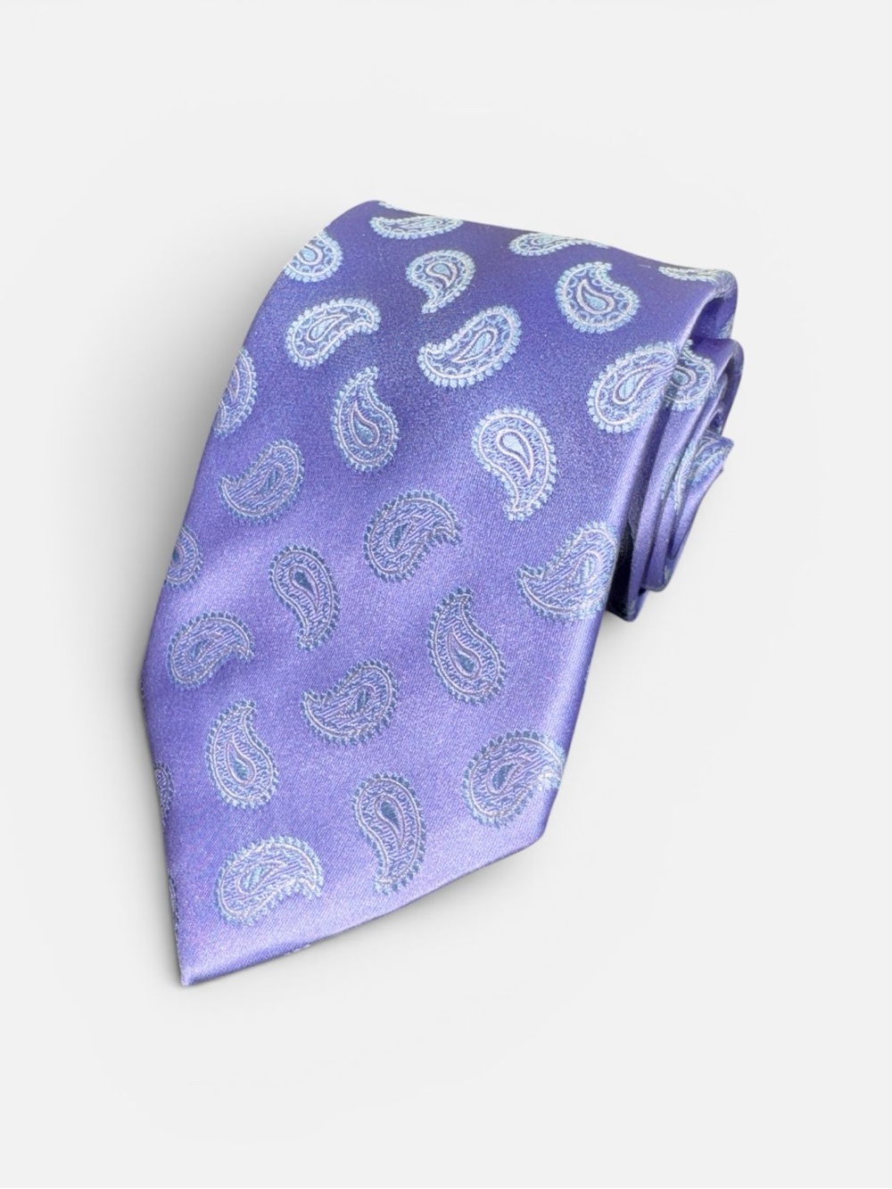 NEW Canali mens lavender purple paisley pattern 100% silk neck tie NWT